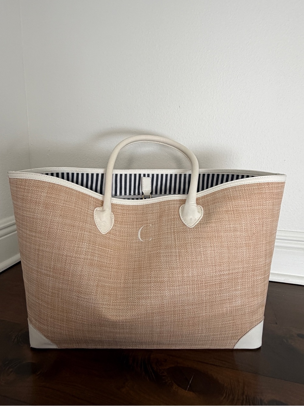 Mark & Graham Montauk Raffia Tote, White